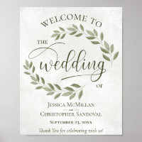 Rustikale Blätter Sage & Olive Wedding Begrüßungsz