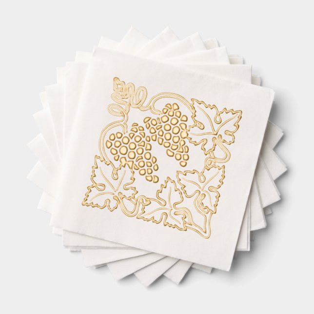 Rustikale Blätter Traubenstrauß Servietten Mit Folie (Insitu (Gestapelt))