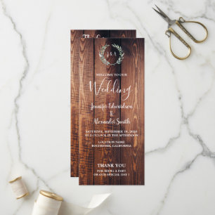 Rustikale Blätter zum Hochzeitsprogramm für Stallh Programm