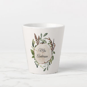 Rustikale Blattkalk-Holzscheibe  Milchtasse