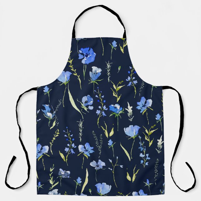 Rustikale blaue Blumen: Botanische Illustration. Schürze (Vorderseite)