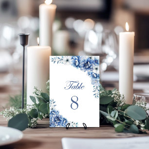 Rustikale blaue Blumen-Hochzeitstisch-Nummer Tischnummer