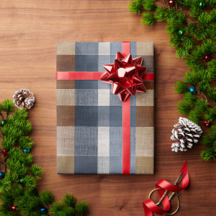 Rustikale blaue braune Jeans Karo verblasstes Karo Geschenkpapier