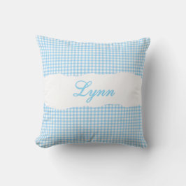 Rustikale blaue Gingham-Personalisierung Name Kissen