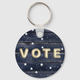 Rustikale blaue Holzsterne  Vote Schlüsselanhänger