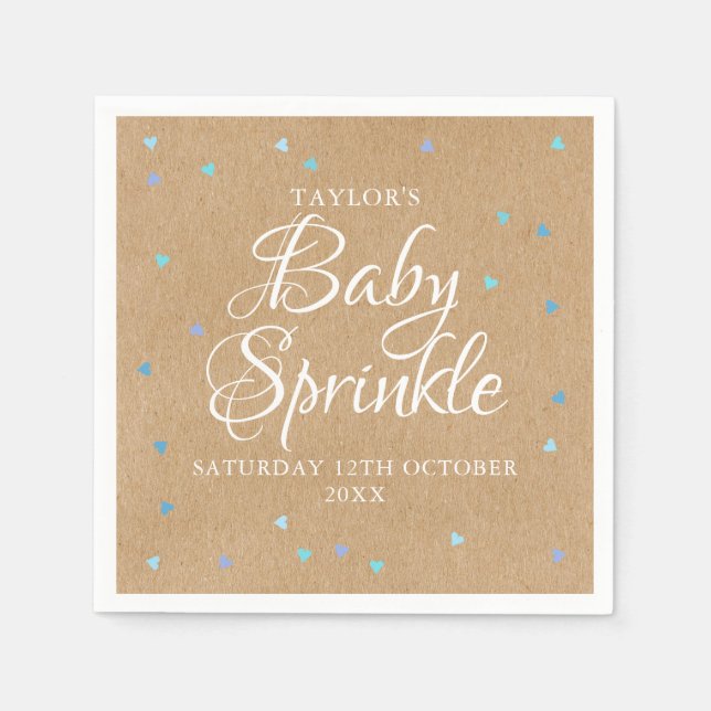 Rustikale blaue Liebe Herz Baby Boy Sprinkle/Dusch Serviette (Vorderseite)