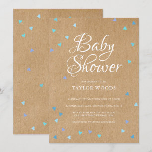 Rustikale blaue Liebe Herz Babyboy Dusche/Sprinkle Einladung