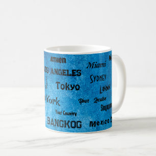 Rustikale blaue Megastadt Kaffeetasse