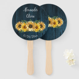 Rustikale blaue Sonnenblume Gastgeschenk Hochzeit  Fächer