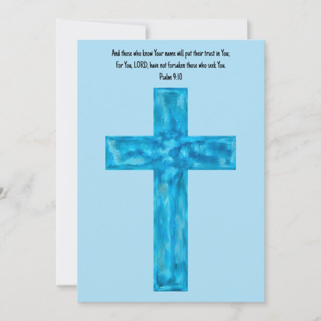 Rustikale blaue Wasserfarbe Cross Faith Flat Note  Dankeskarte (Vorderseite)