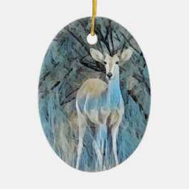 Rustikale blaue Wasserfarbe einer Gazelle aus Afri Keramik Ornament