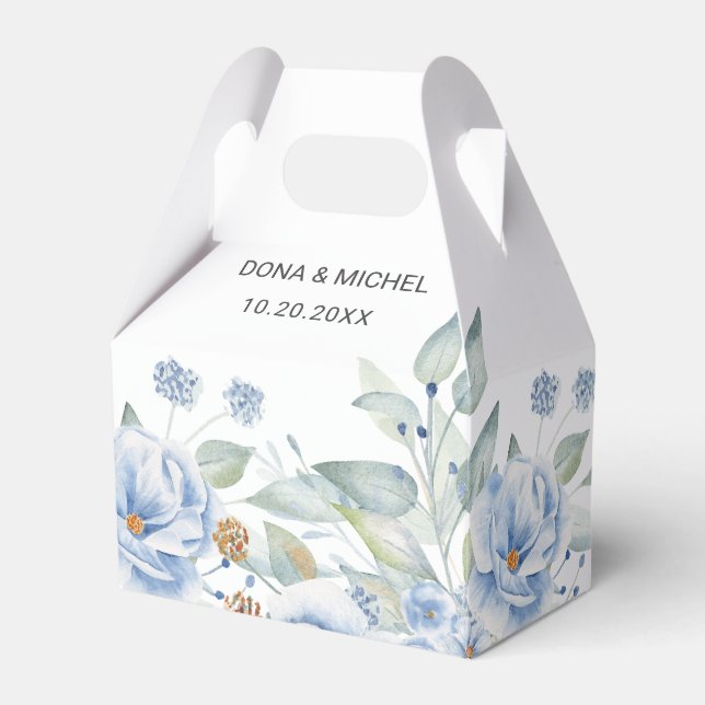 Rustikale Blauer Winterblumenhochzeit Geschenkschachtel (Vorderseite)
