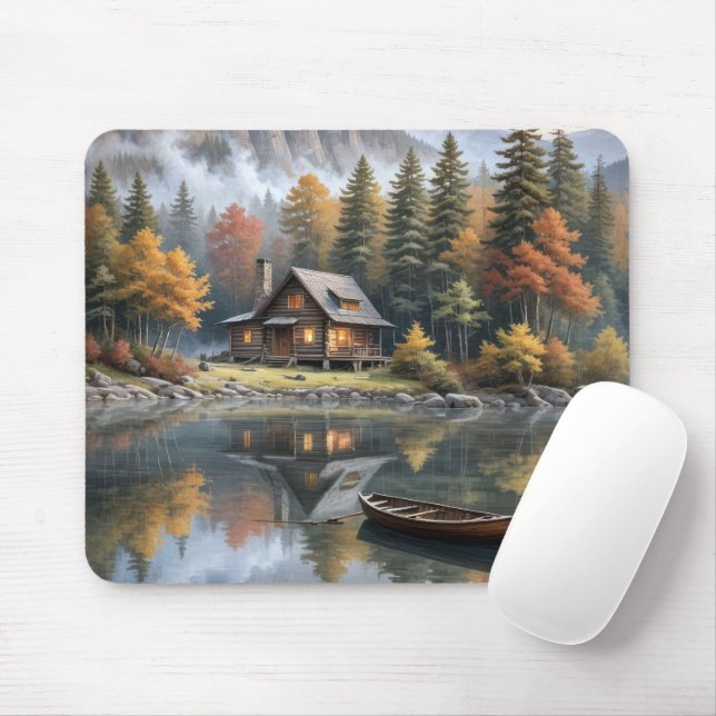 Rustikale Blockhütte im Gebirge Mousepad (Mit Mouse)