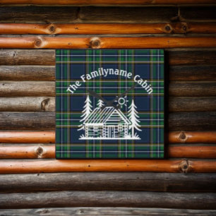 Rustikale Blockhütte-Tartan Quadratische Wanduhr