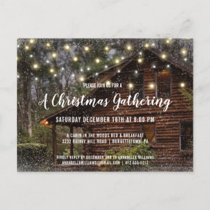 Rustikale Blockhütte Weihnachten Party Einladung