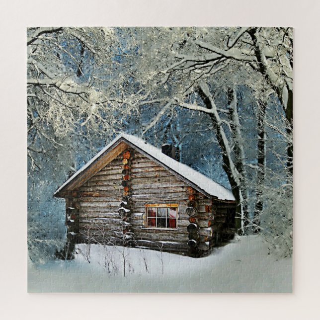 Rustikale Blockhütte Wintermagie (Vertikal)
