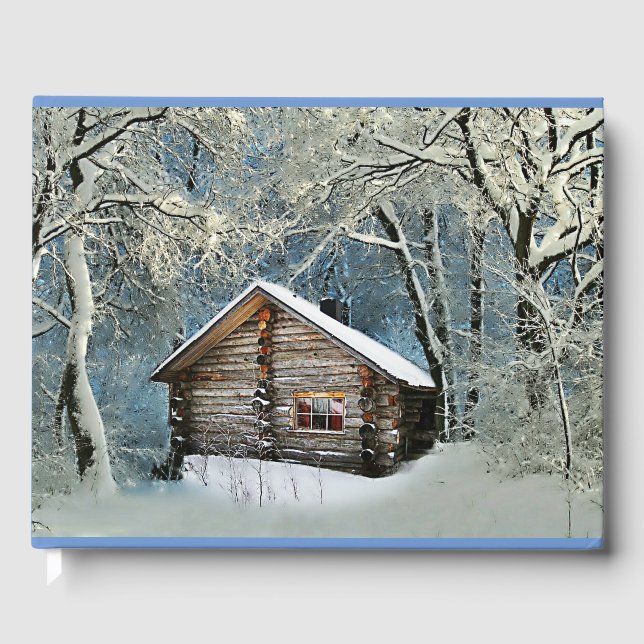Rustikale Blockhütte Wintermagie Gästebuch (Vorderseite)