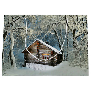 Rustikale Blockhütte Wintermagie Große Geschenktüte