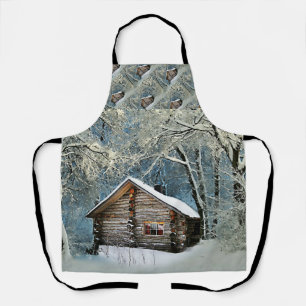 Rustikale Blockhütte Wintermagie Schürze