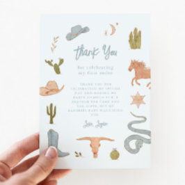 Rustikale Blue Cowboy Birthday Party Dankeskarte