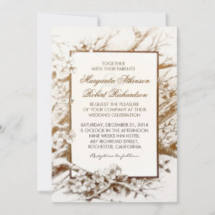 rustikale blühende Äste weiße Hochzeitseinladungen Einladung