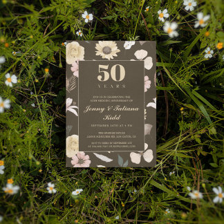 Rustikale Blume 50. Hochzeitstag Einladung