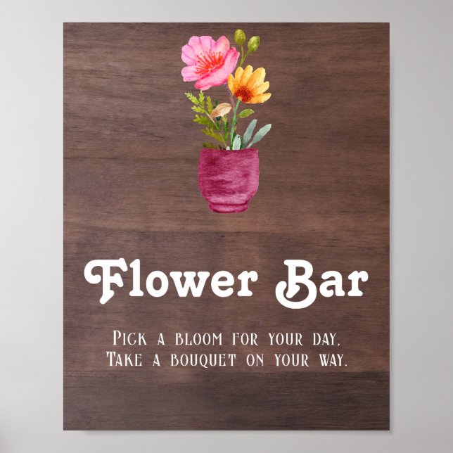 Rustikale Blume Bar Mason Jar Poster (Vorne)