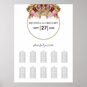 Rustikale Blume Bouquet Hochzeitsdiagramm Poster