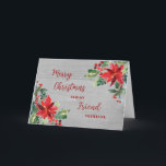Rustikale Blume Friend Frohe Weihnachten Karte<br><div class="desc">Frohe Weihnachten für Freunde-Karte in rustikalem Holzmuster und Aquarell-Blume und Blätter.</div>