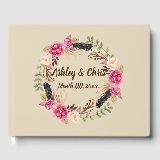 Rustikale Blume Gästebuch Boho Floral Gästebuch (Vorderseite)