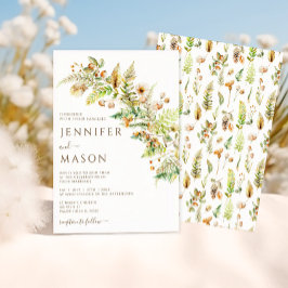 Rustikale Blume Herbst Wald Blätter Hochzeit im He Einladung