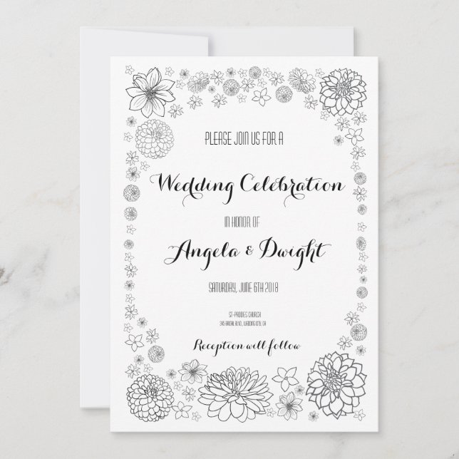 Rustikale Blume Hochzeit Einladung (Vorderseite)