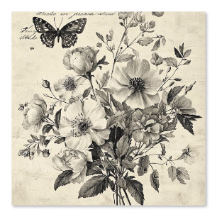Rustikale Blume und Schmetterlinge - Altpapier (8) Tapete