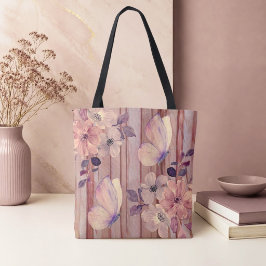 Rustikale Blume und Schmetterlinge Tasche