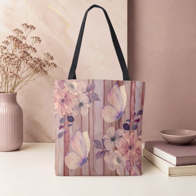 Rustikale Blume und Schmetterlinge Tasche (Von Creator hochgeladen)