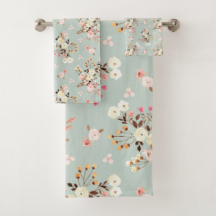 Rustikale Blume Wasserfarben Muster   Badhandtuch Set