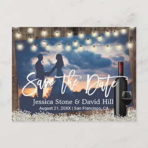 Rustikale Blume Wein Hochzeit Foto Save the Date Ankündigungspostkarte