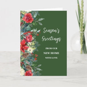 Rustikale Blume Wir haben neue Weihnachten-Adresse Karte