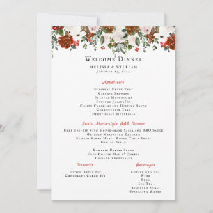 Rustikale Blumen Boho-Botanische Hochzeitsmenü Einladung