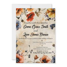 Rustikale Blumen boho farbenfrohe Hochzeitseinladu