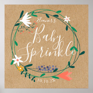 Rustikale Blumen-Garlande Baby Sprinkle Willkommen Poster