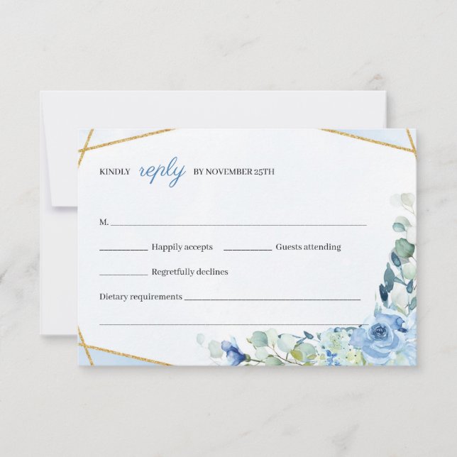 Rustikale Blumen goldene Rahmen Hochzeit RSVP Karte (Vorderseite)