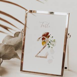Rustikale Blumen-Handschrift-Schrift 2 Hochzeit Tischnummer