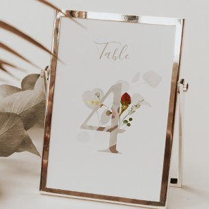 Rustikale Blumen-Handschrift-Schrift 4 Hochzeit Tischnummer