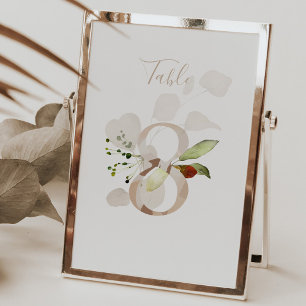 Rustikale Blumen-Handschrift-Schrift 8 Hochzeit Tischnummer