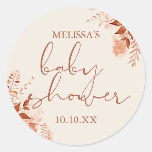 Rustikale Blumen-Herbst-Baby-Party-Geschenke Runder Aufkleber
