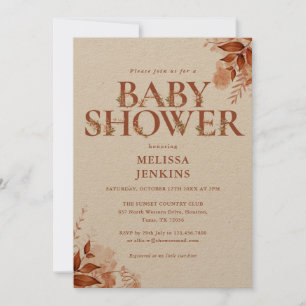 Rustikale Blumen Herbst Baby Shower Einladung