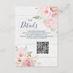 Rustikale Blumen-Hochzeit QR-Code-Details Einlage Begleitkarte