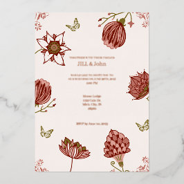 Rustikale Blumen Hochzeit Schmetterling  Folieneinladung