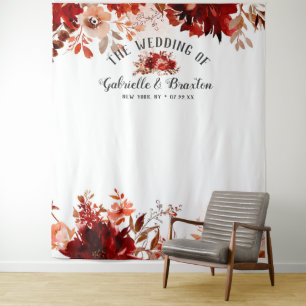 Rustikale Blumen Hochzeits-Fotobooth-Hintergrundku Wandteppich